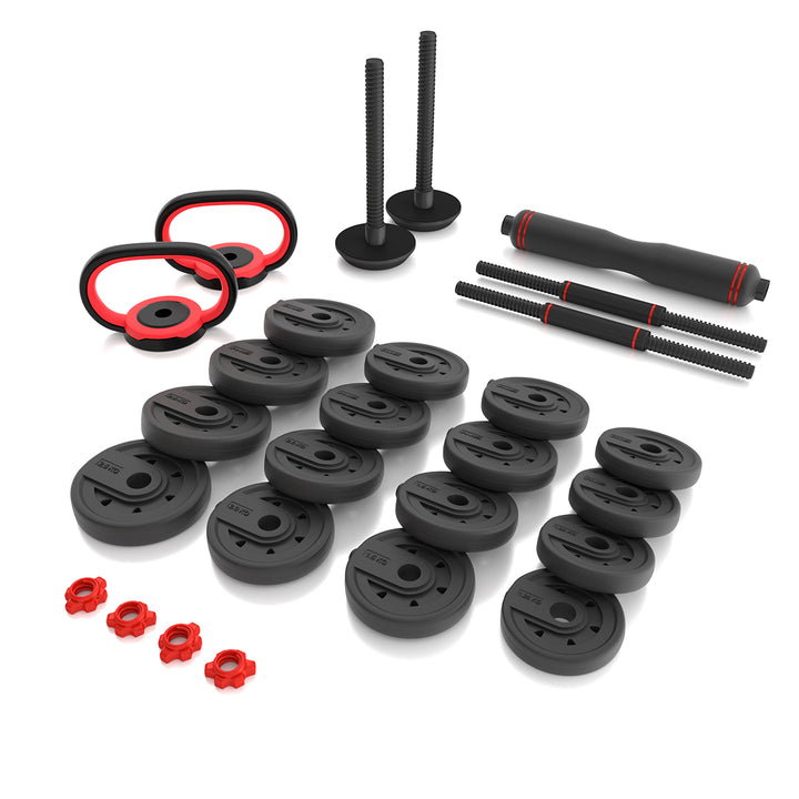 Set gantera HMS SGX130 6 in 1 cu doua Kettlebells