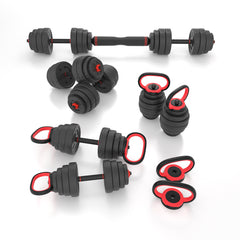 Set gantera HMS SGX130 6 in 1 cu doua Kettlebells