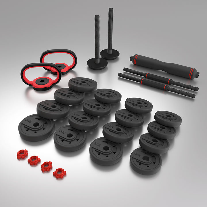 Set gantera HMS SGX130 6 in 1 cu doua Kettlebells