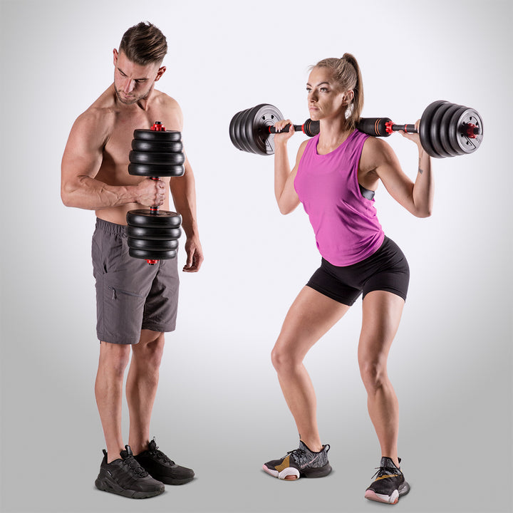 Set gantera HMS SGX130 6 in 1 cu doua Kettlebells