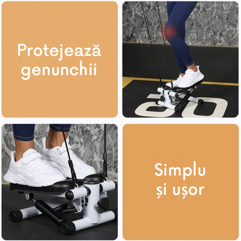 Stepper FitTronic S100, afișaj electronic, corzi pentru antrenarea brațelor